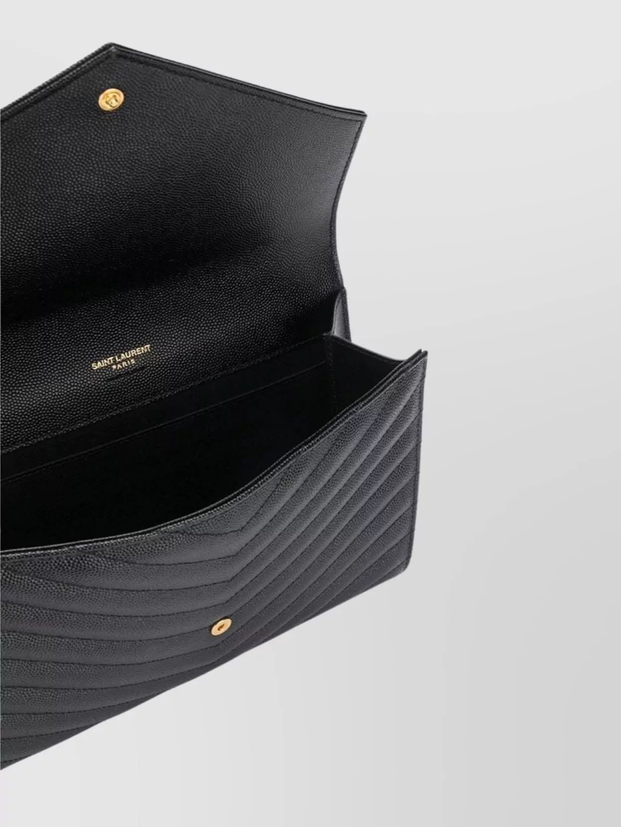 Saint Laurent Chevron Envelope Clutch Gold Hardware In Black