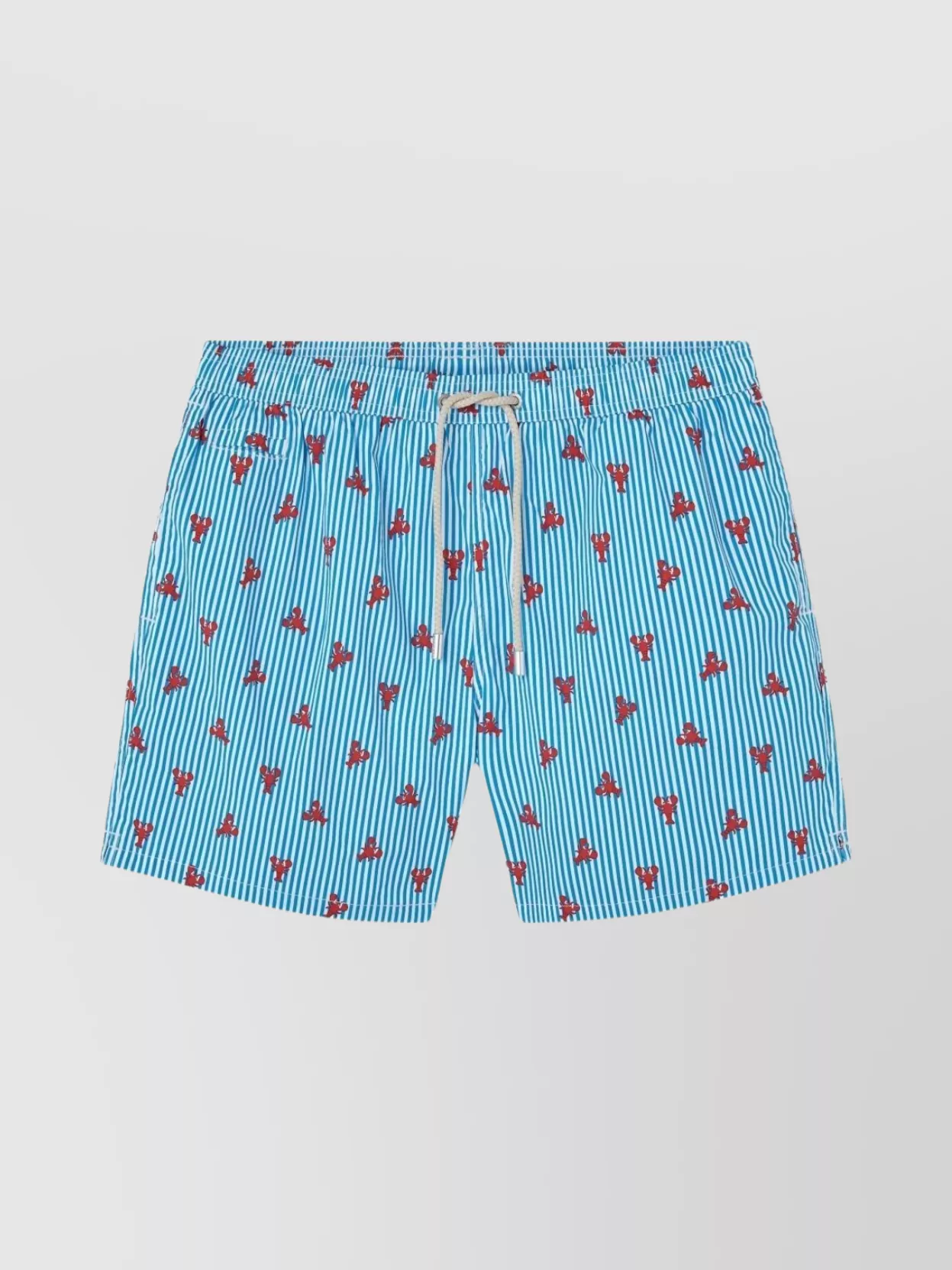 Mc2 Saint Barth Lighting Lobster Print Striped Swim Trunks In Multi
