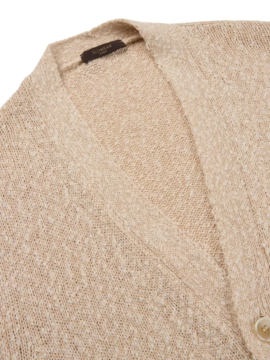 Zanone V Neck Textured Knit Cardigan Ribbed Trims