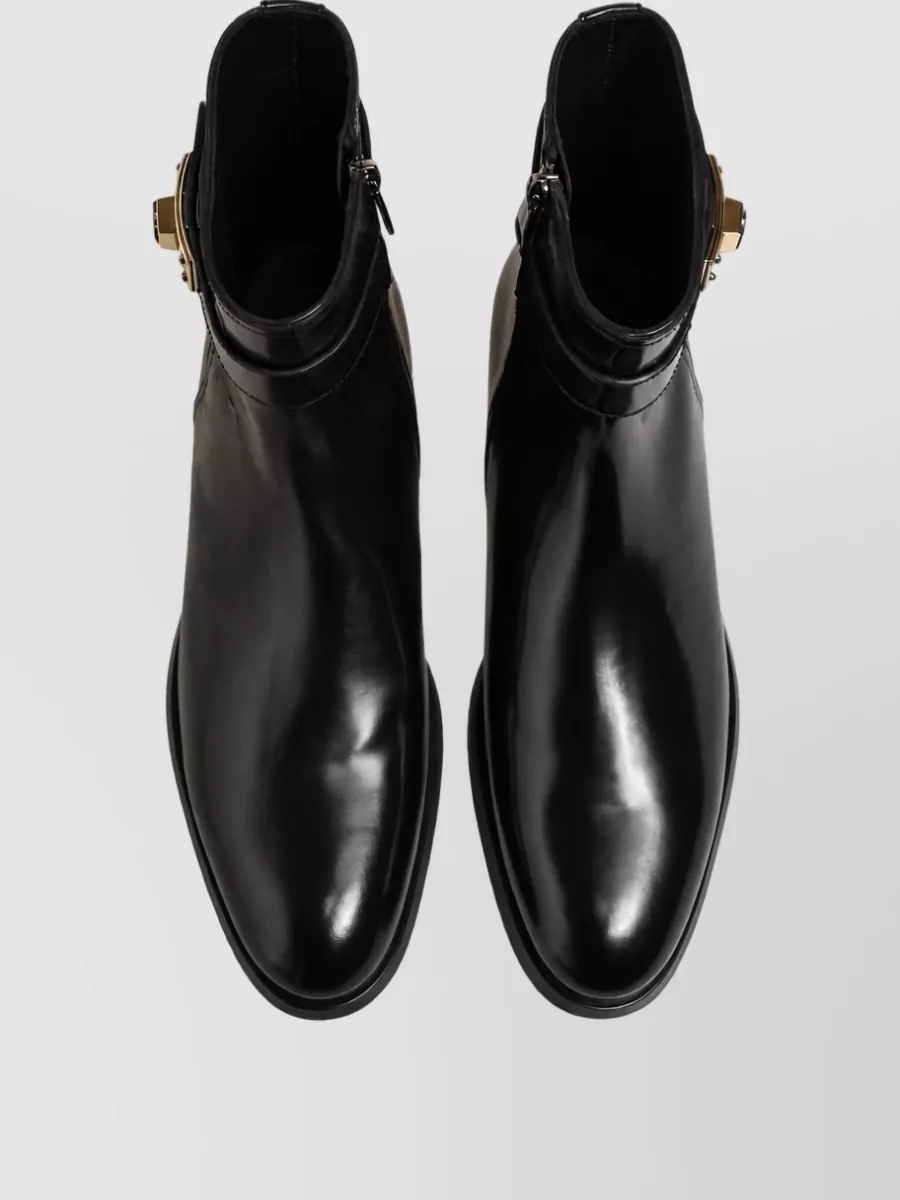 Dolce&Gabbana Leather Buckle Mid Calf Boots