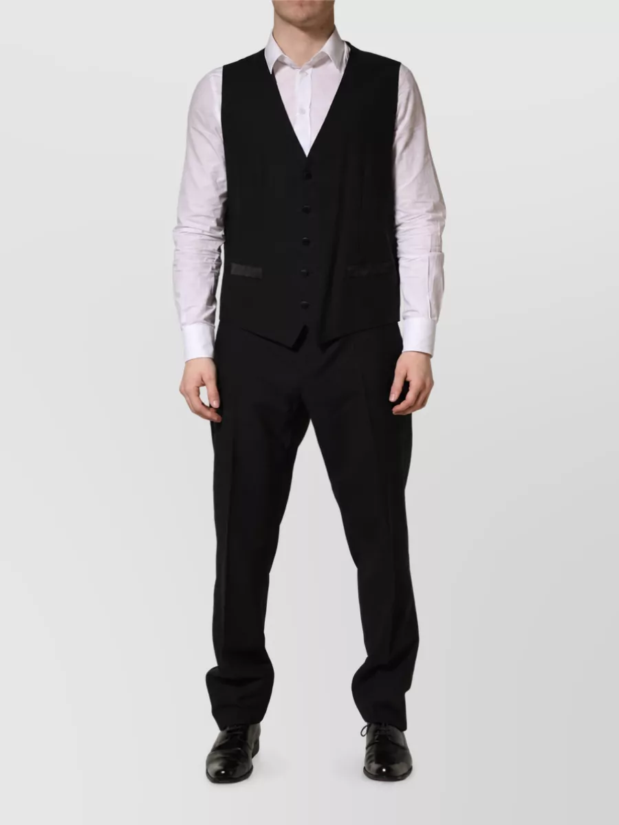 Dolce&Gabbana Wool Silk Slim Fit Single Breasted Coat