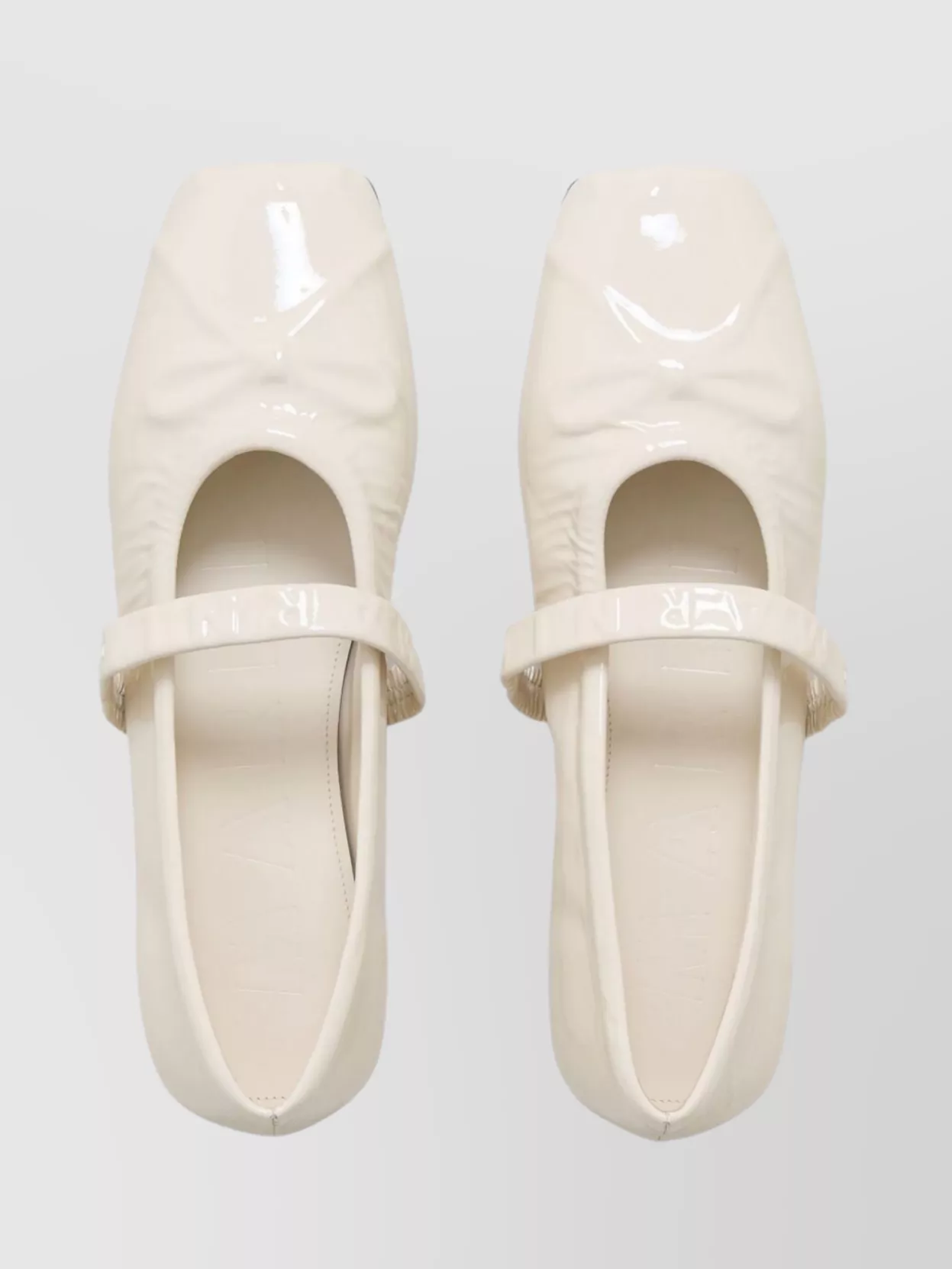 Marni Strap Square Toe Patent Ballerina Shoes