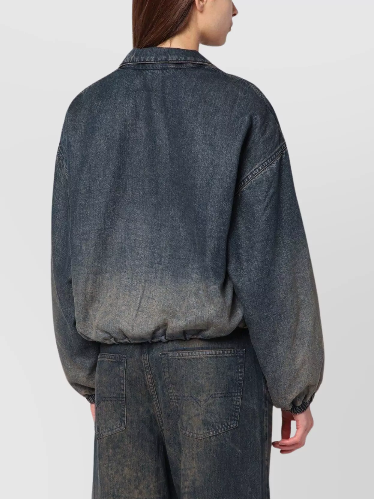 Diesel De-flower Jacket In Medium Blue With Faded Effect In Blue