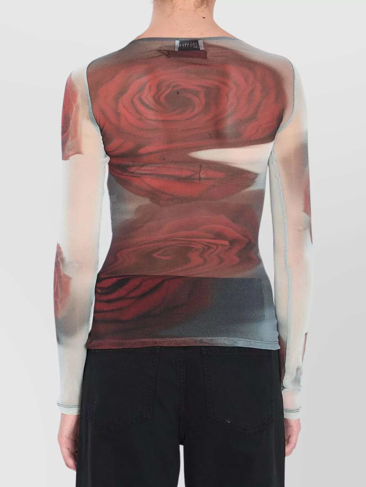 Jean Paul Gaultier Blurry Roses Long Sleeve Tight Fit Top