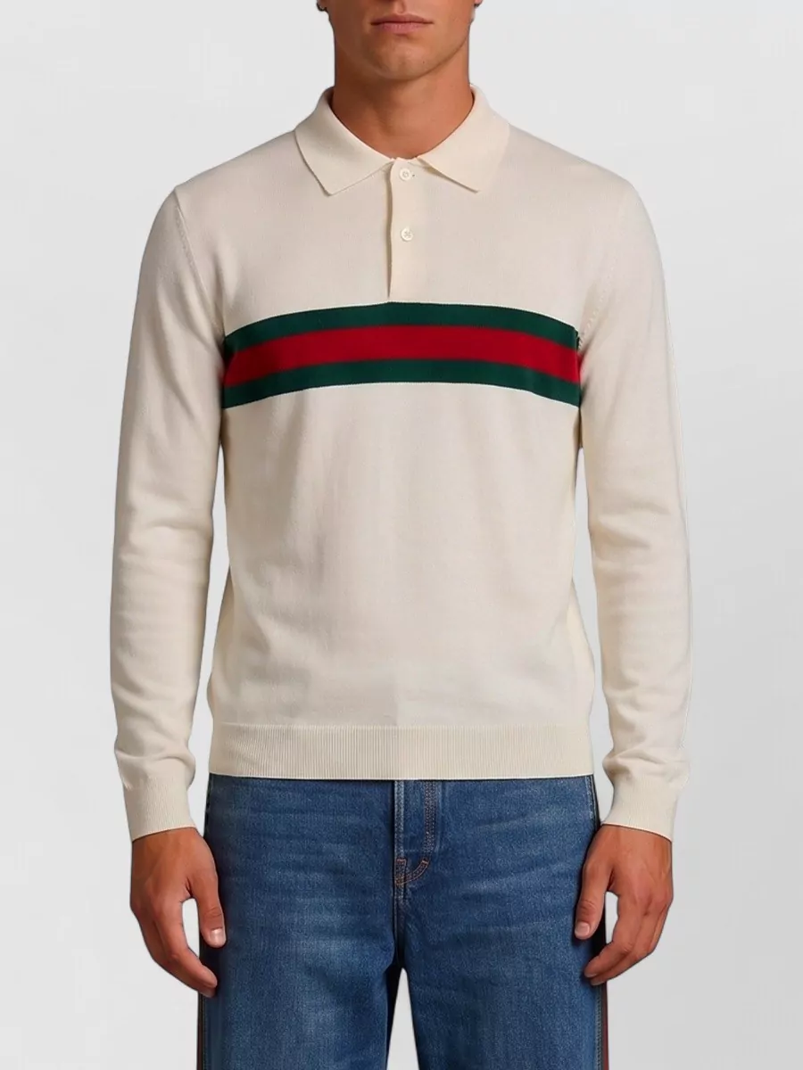 Gucci cashmere ribbed long-sleeve regular-fit polo shirt