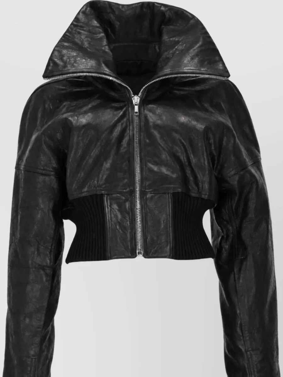 Rick Owens lamb leather cropped jacket