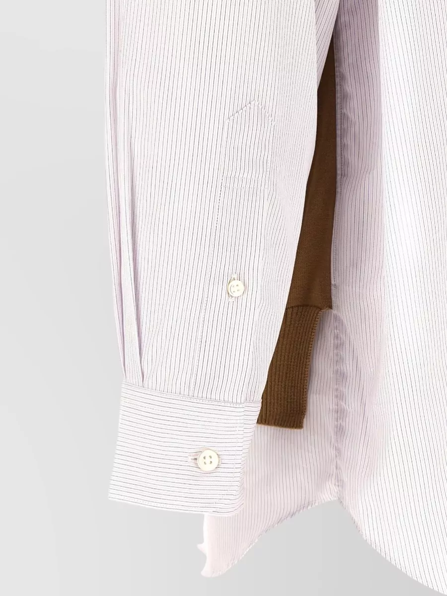 Comme Des Garçons Striped Cotton V-Neck Cardigan Insert Shirt