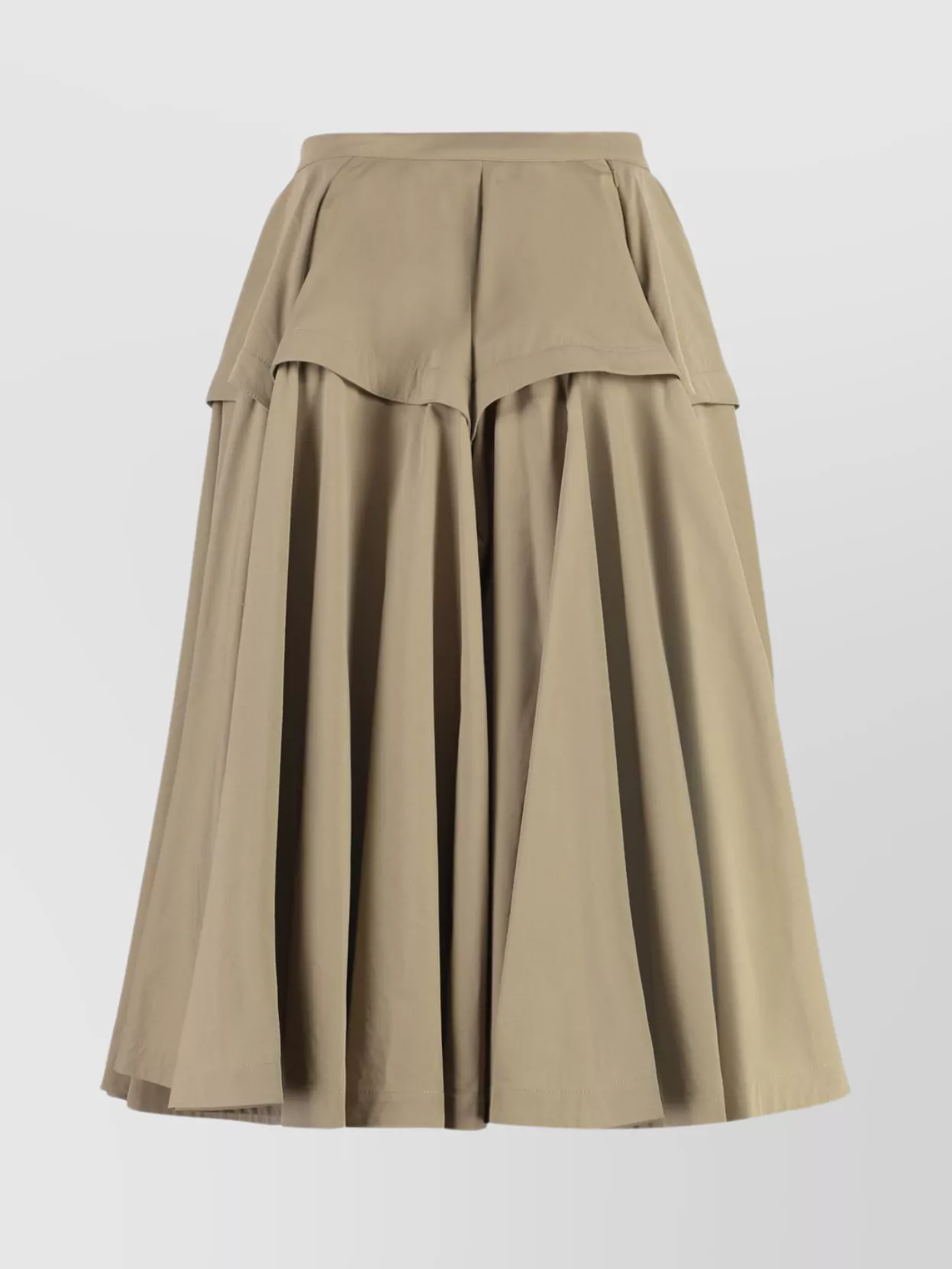 Bottega Veneta Flared Waist Layered Midi Ruffle Skirt