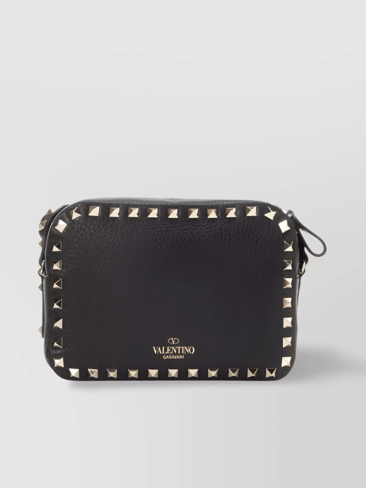 Shop Valentino Leather Studs Shoulder Bag In Black