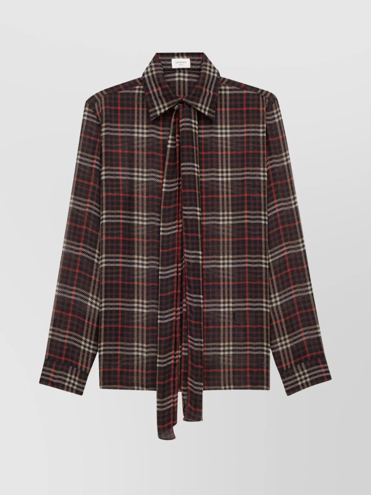 Saint Laurent Plaid Bow Detail Collared Neck Long Sleeves