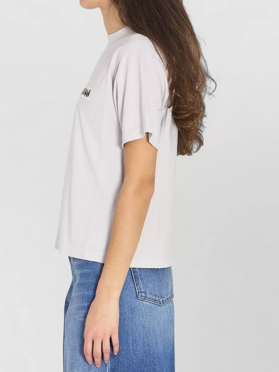 Balenciaga Crew Neck Cotton Jersey T Shirt