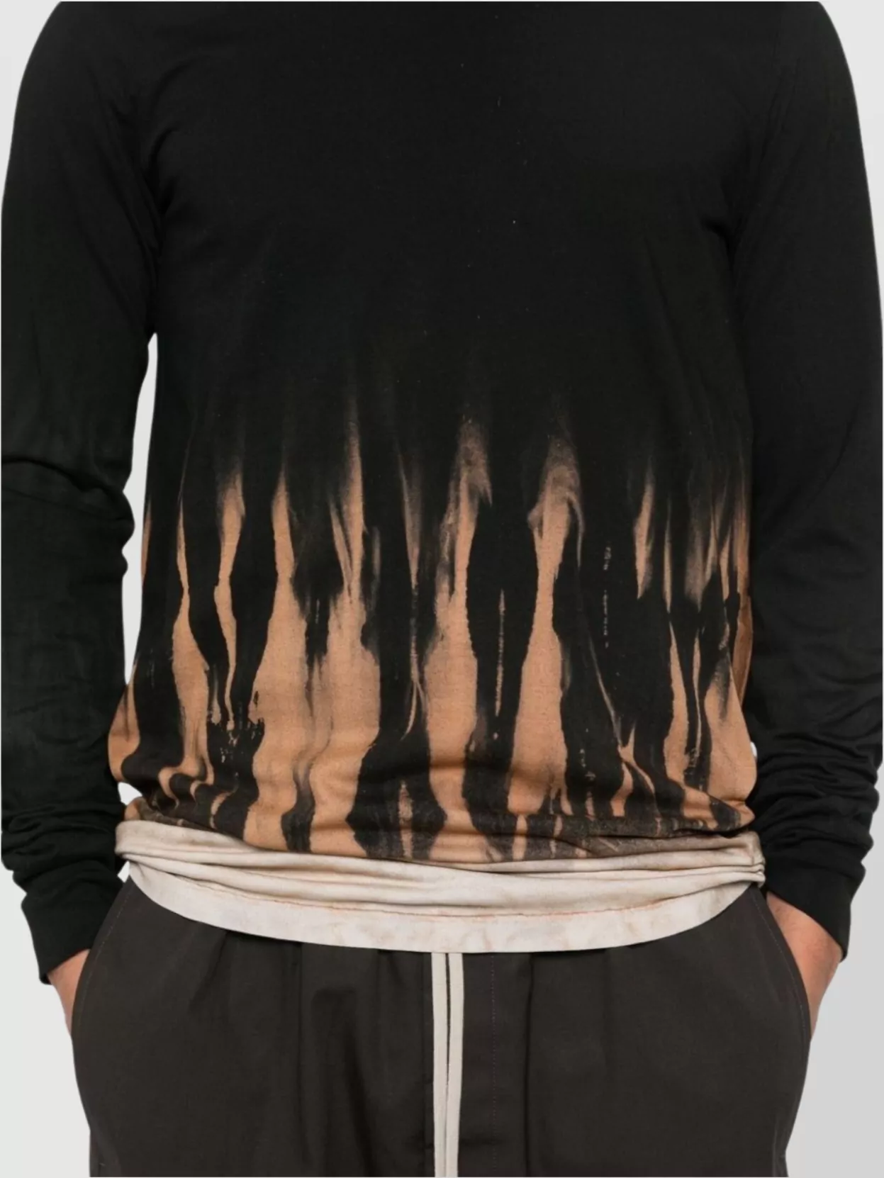 Rick Owens Drkshdw Abstract Print T-shirt Drawstring Detail In Black