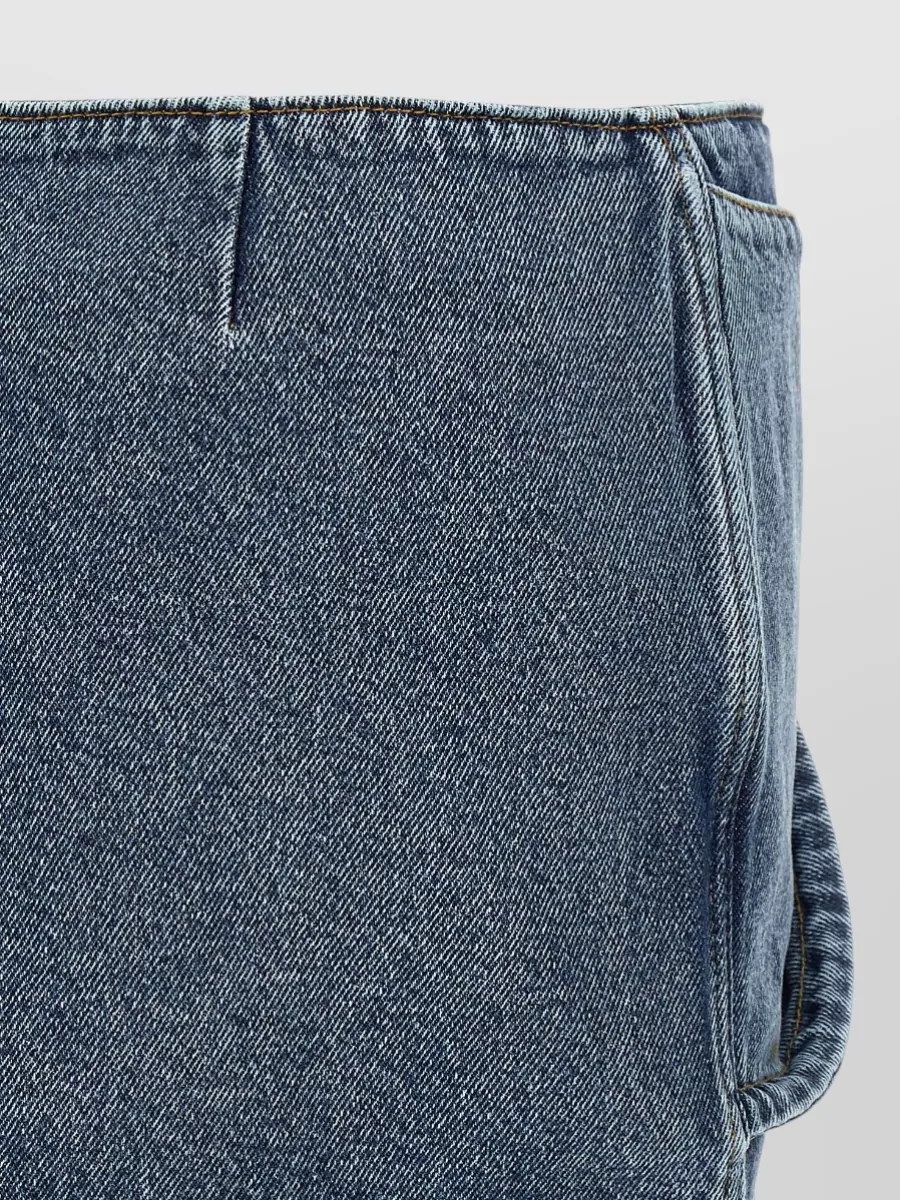 Magda Butrym High Waist Denim Skirt Floral Detail