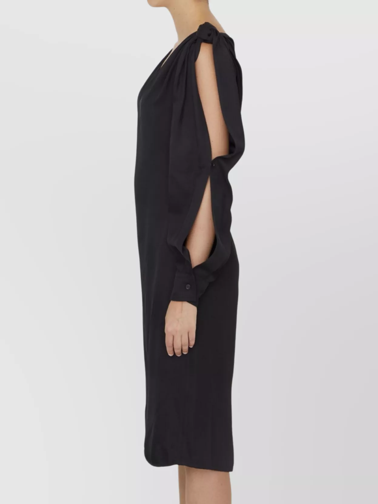 Bottega Veneta Viscose Midi Dress Knotted Shoulders