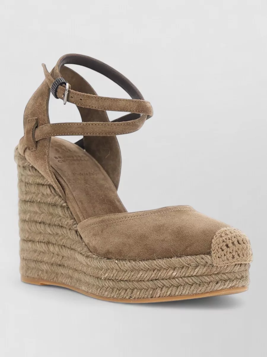 Brunello Cucinelli Leather Wedge Espadrilles