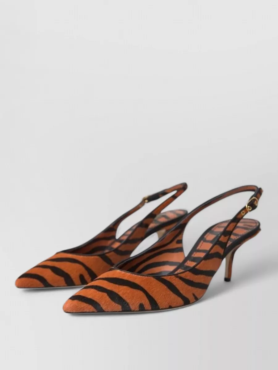 Dolce&Gabbana Calf Hair Leather Zebra-Print Slingback Sandals