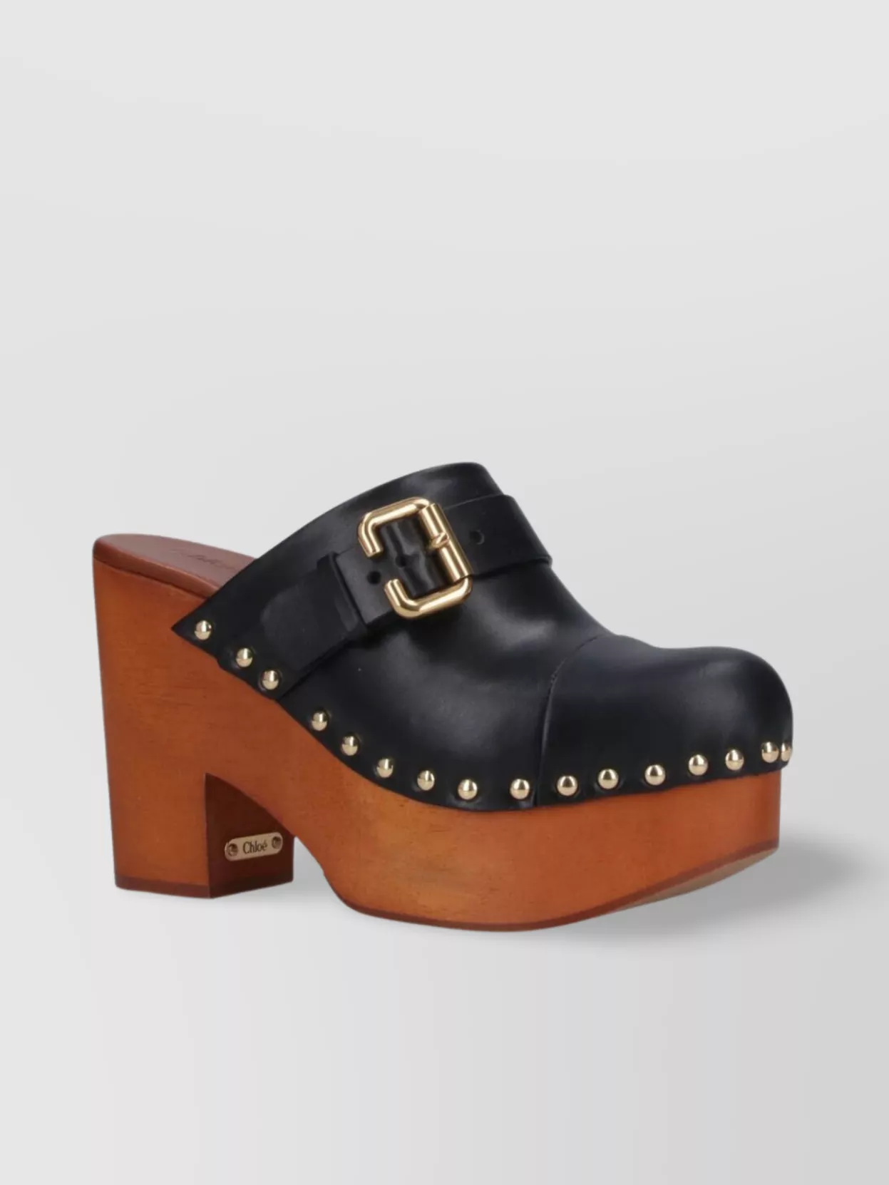 Shop Chloé Studded Detailing Platform Mules