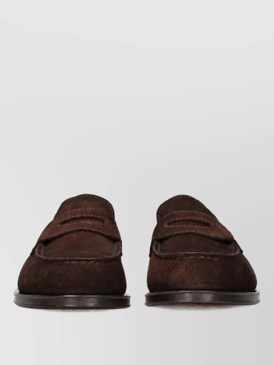 Santoni suede leather monk shoes