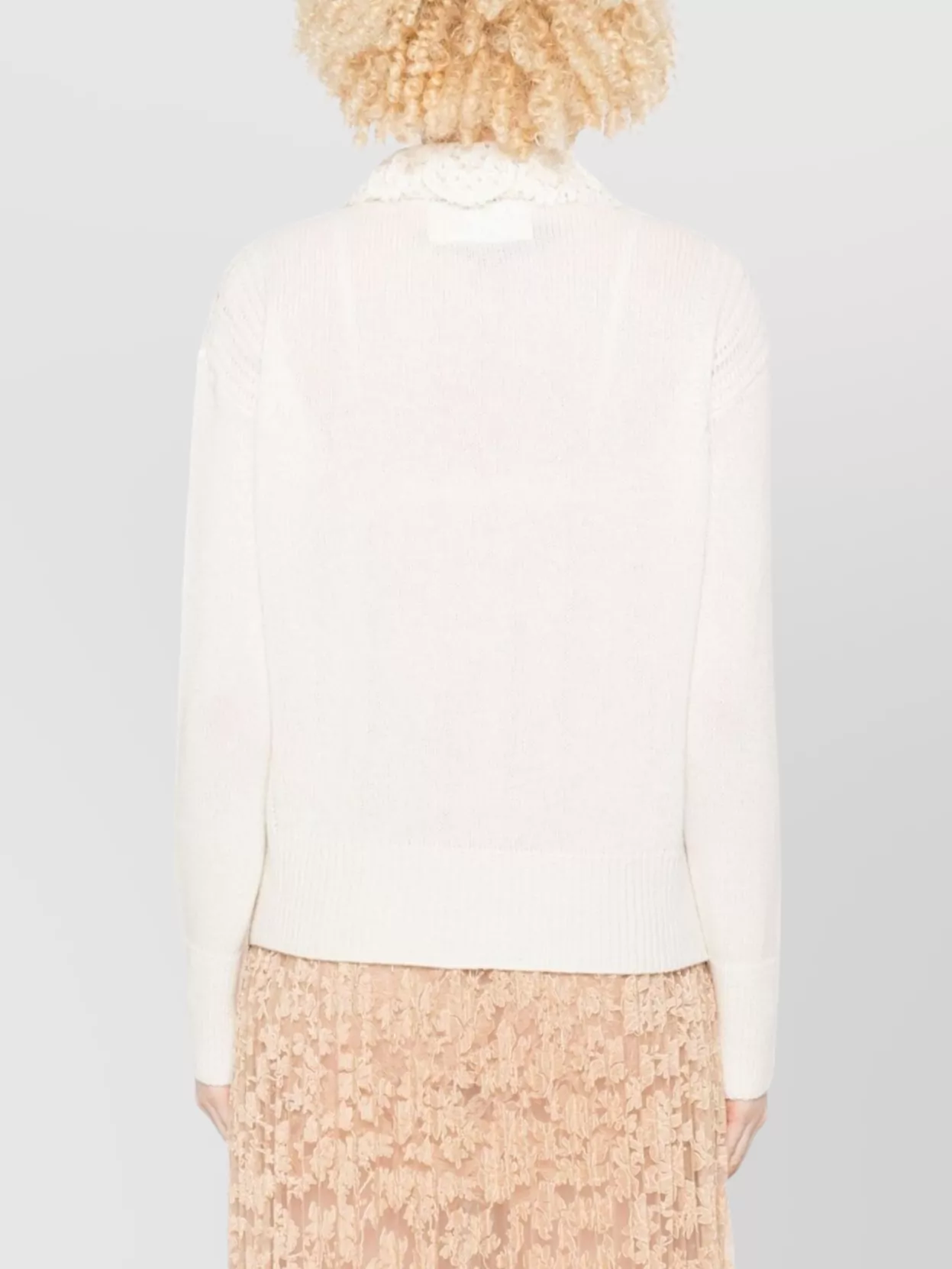 Ermanno Scervino Lace Trim Cashmere Cardigan Featuring Pockets