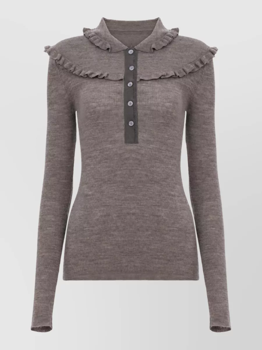 Chloé wool long-sleeve henley t-shirt