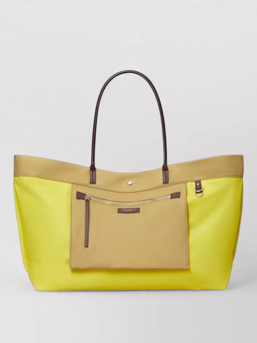 Tory Burch Ella Nylon Tote Bag Top Handles Pocket