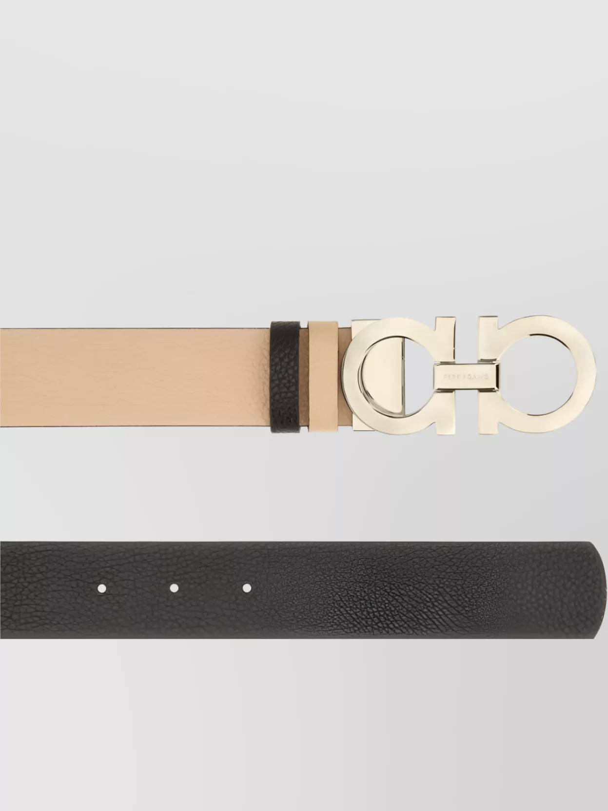 Ferragamo Adjustable Dual-tone Reversible Gancini Belt In Neutral
