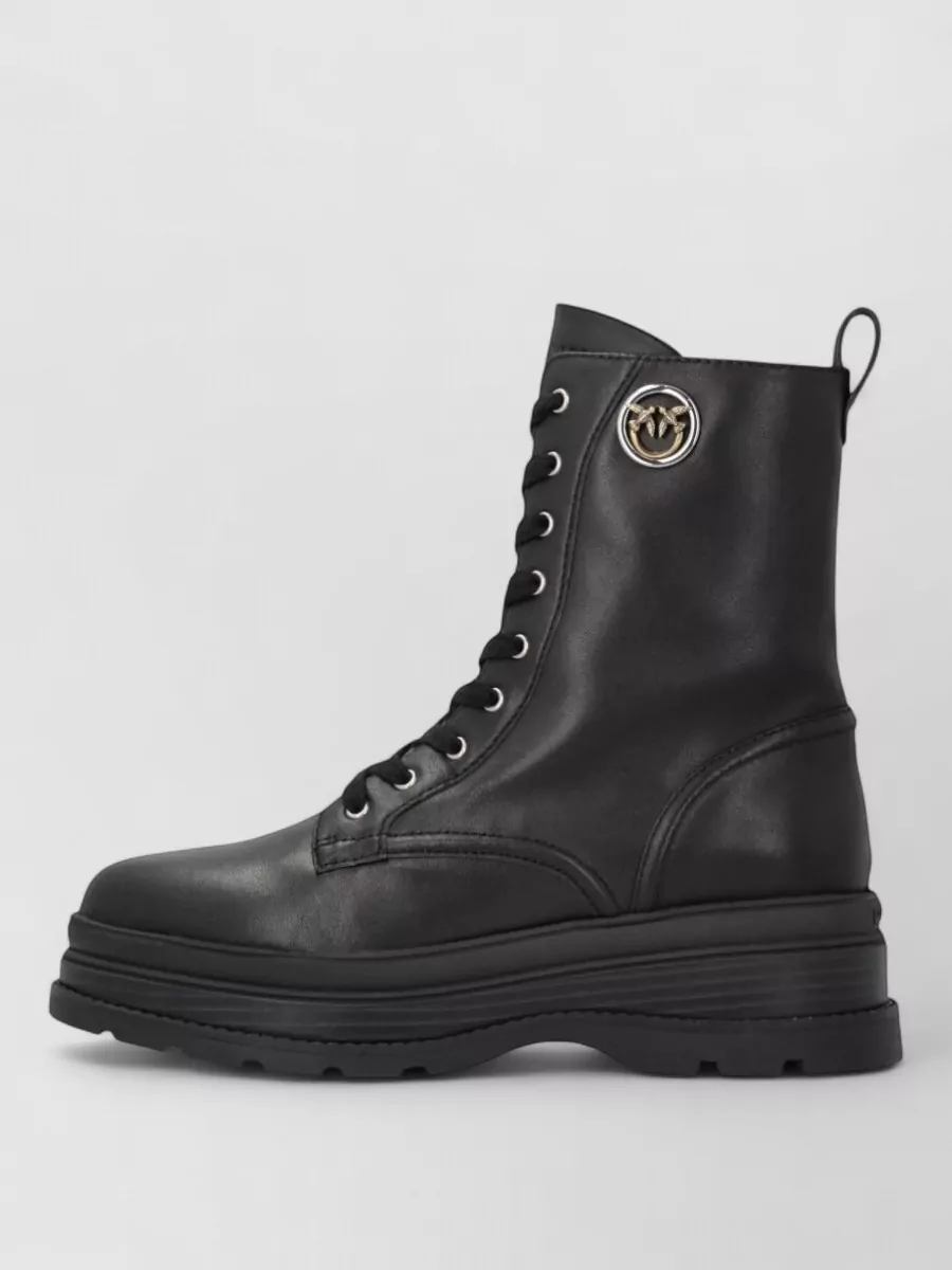 Pinko Leather Lace-Up Ankle Boots