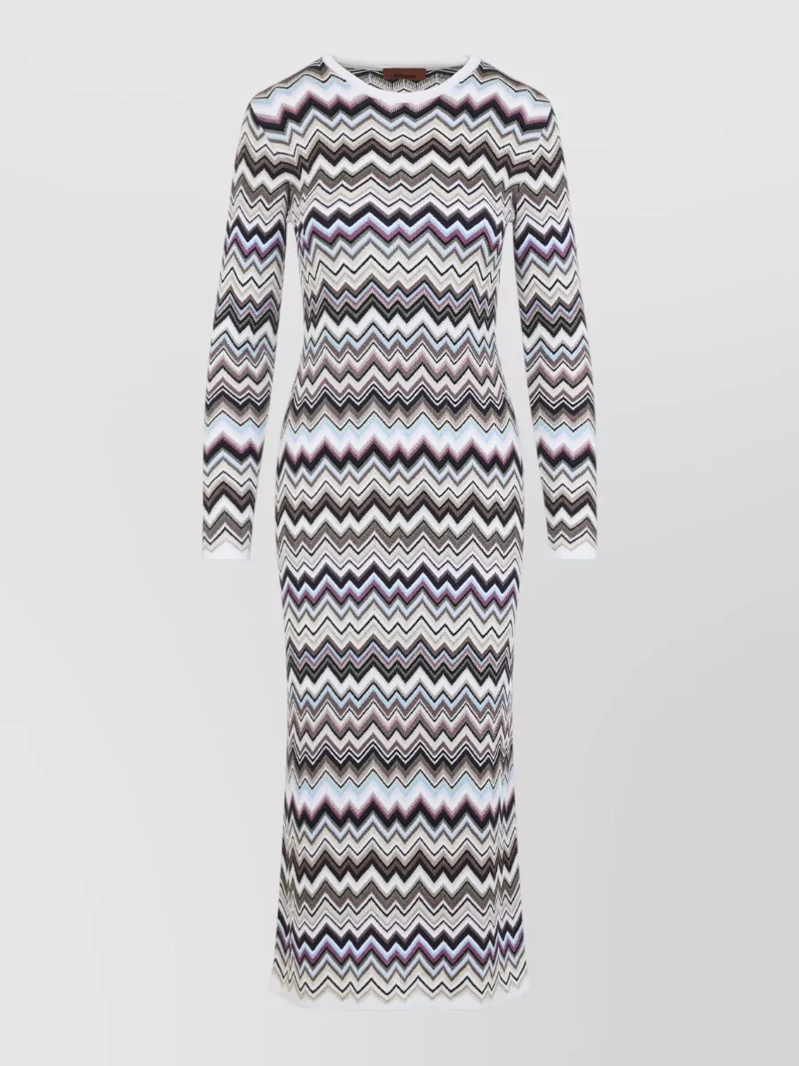 Missoni metallic zigzag knit long-sleeve maxi dress