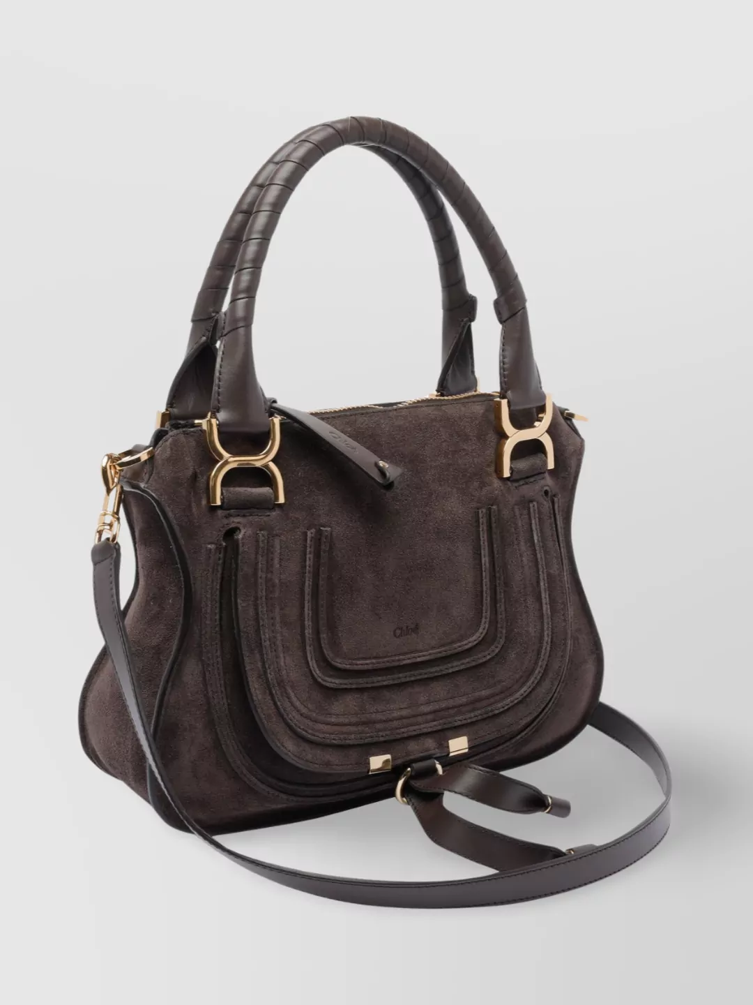 Chloé Shoulder Bag With Suede Texture And Gold-Tone Hardware