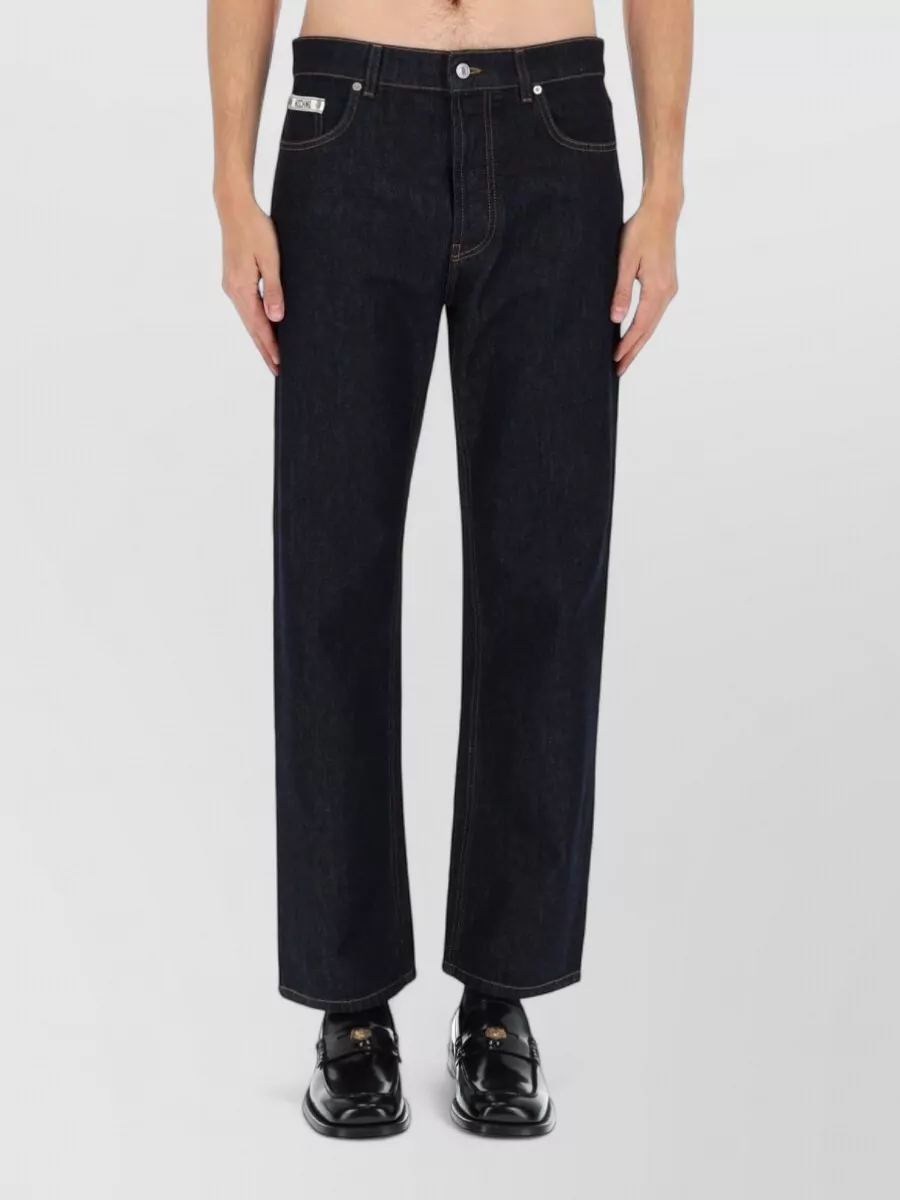 Moschino Denim Straight Leg Trousers Contrast Stitching