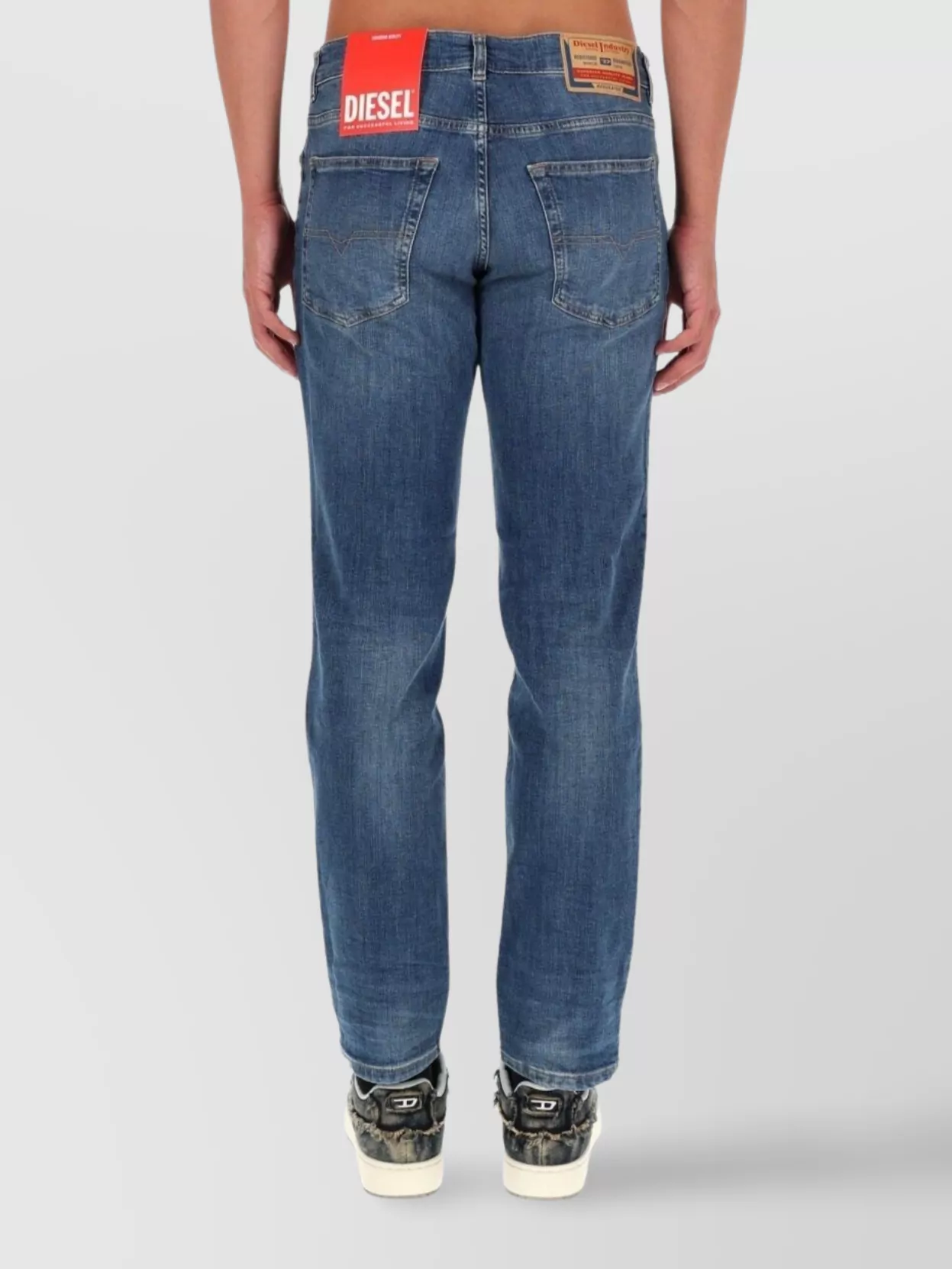 Diesel Faded Denim Pants With Belt Loops And Pockets