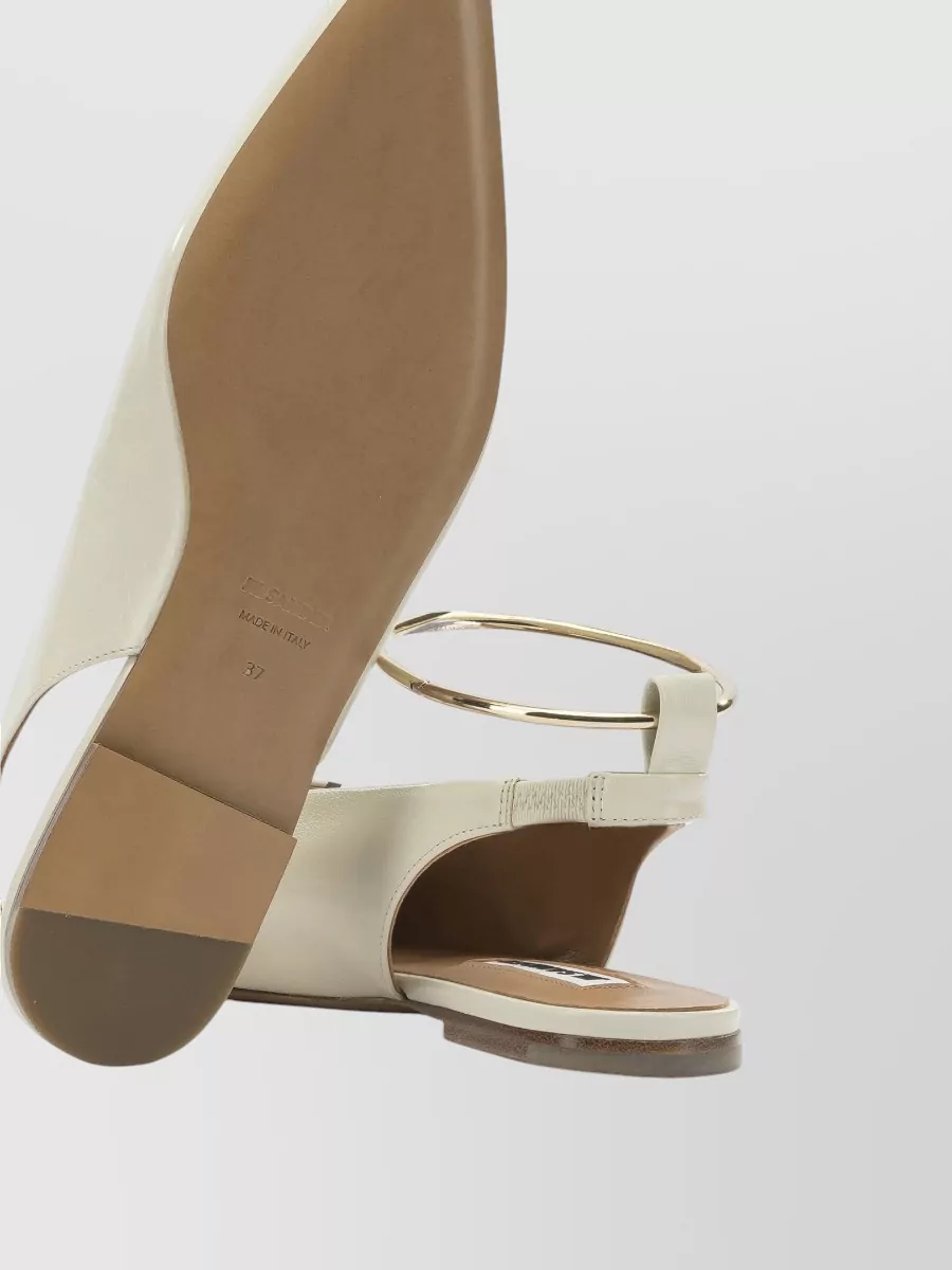 Jil Sander Pointed Toe Slingback Flat Shoes In White