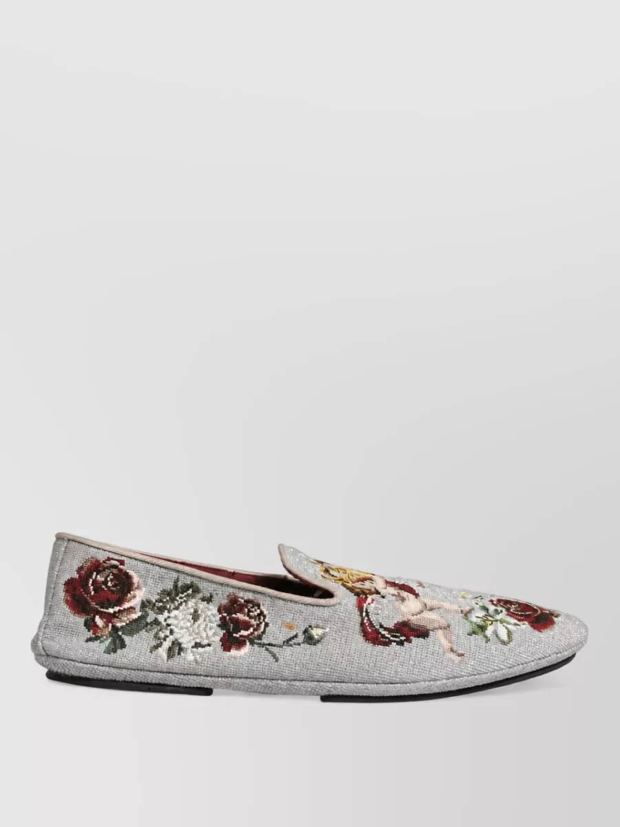 Dolce&Gabbana Leather Embroidered Loafers