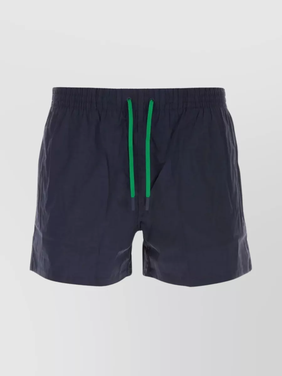 Shop Fendi Nylon Swim Shorts With Elastic Waist And Drawstrings In Blue
