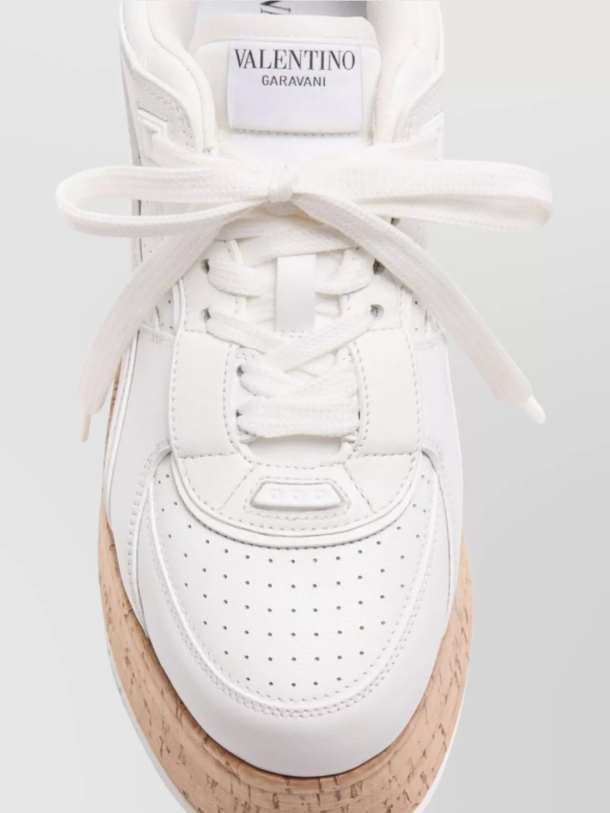 Valentino Leather Platform Sneakers Perforated Detailing
