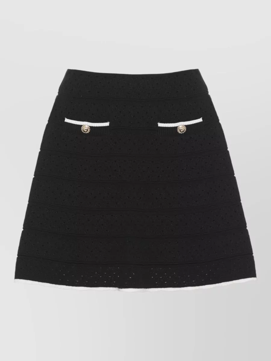 Self-Portrait Pointelle Knit Mini Skirt