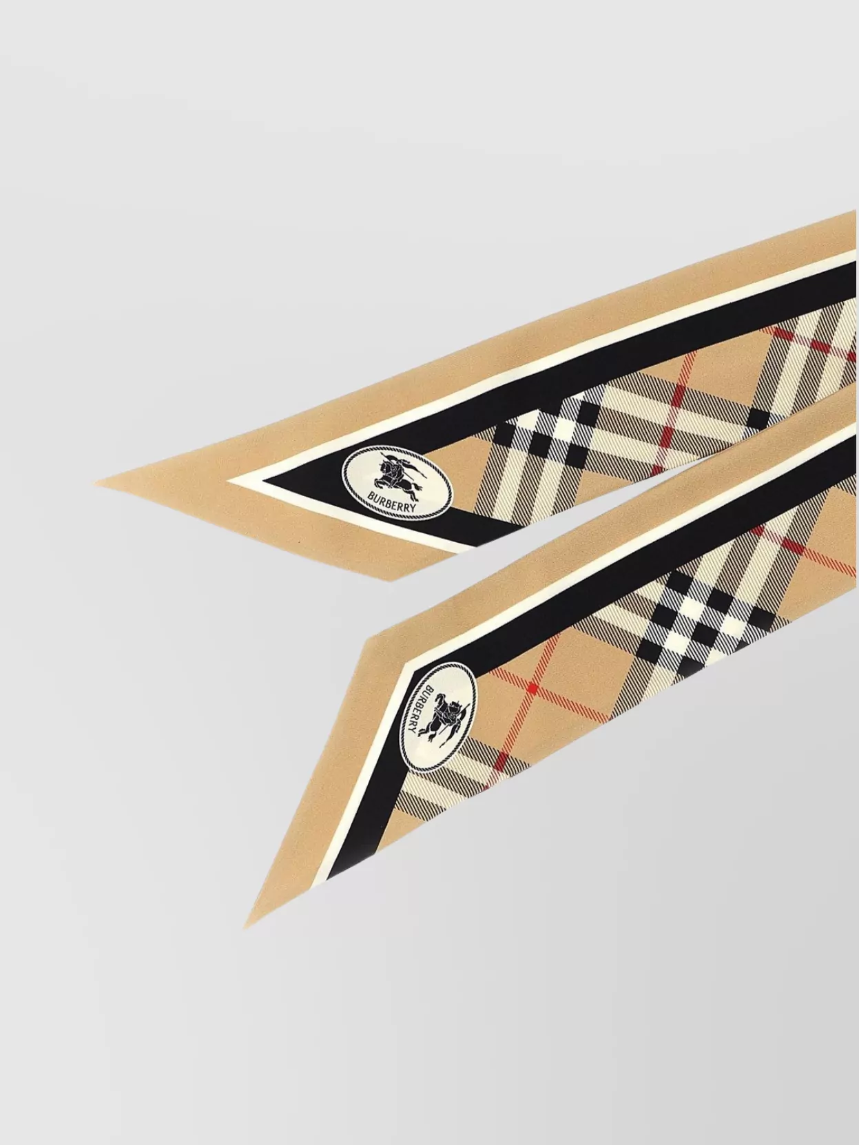 Burberry Long Plaid Silk Bandeau With Pointed Ends