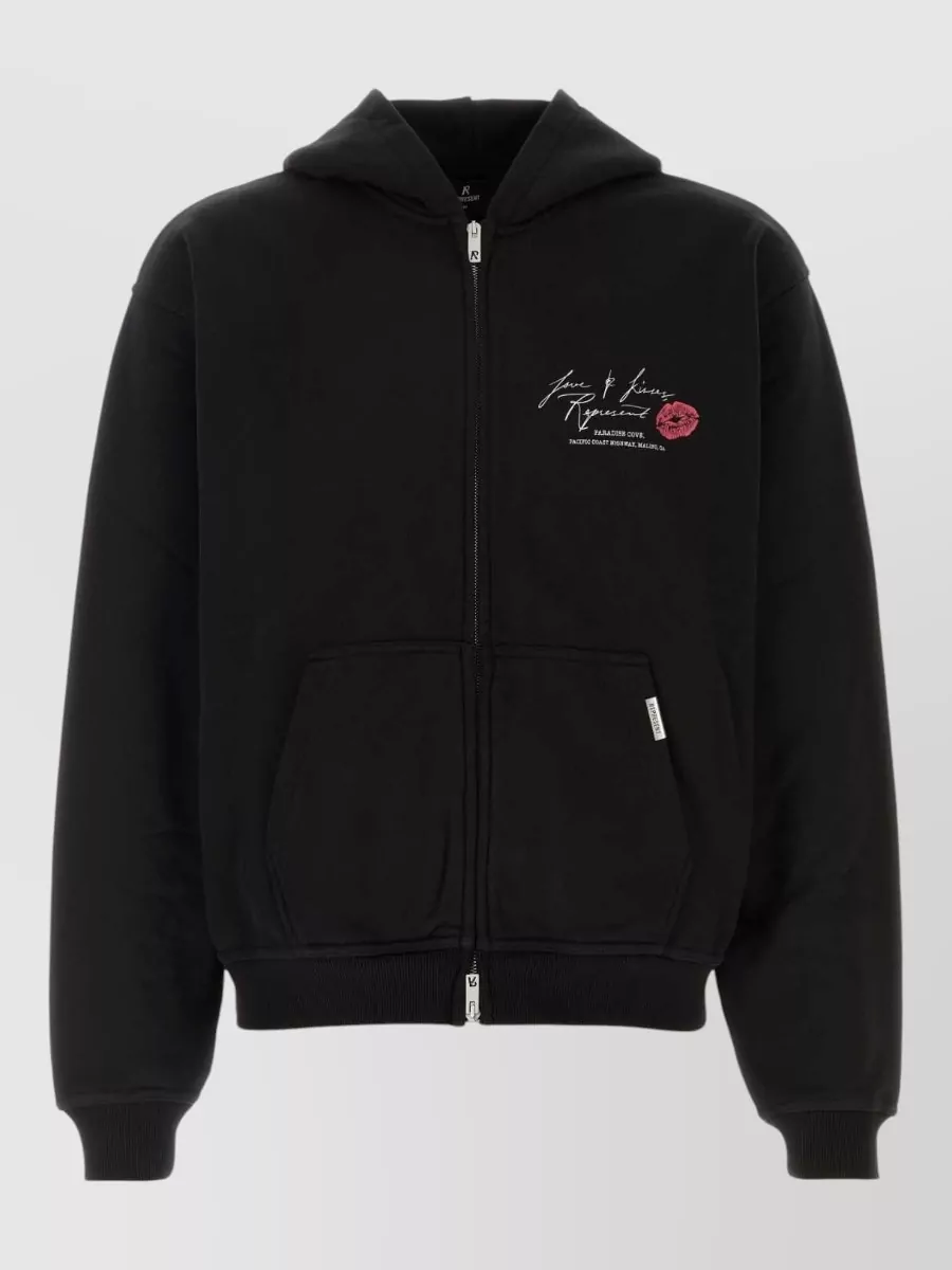 Represent cotton relaxed fit hooded jacket