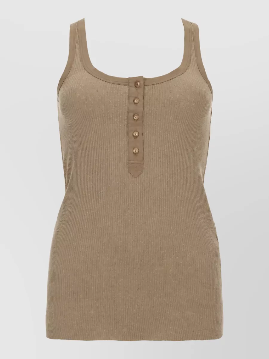 Isabel Marant Helma Tank Top Ribbed Button Detail