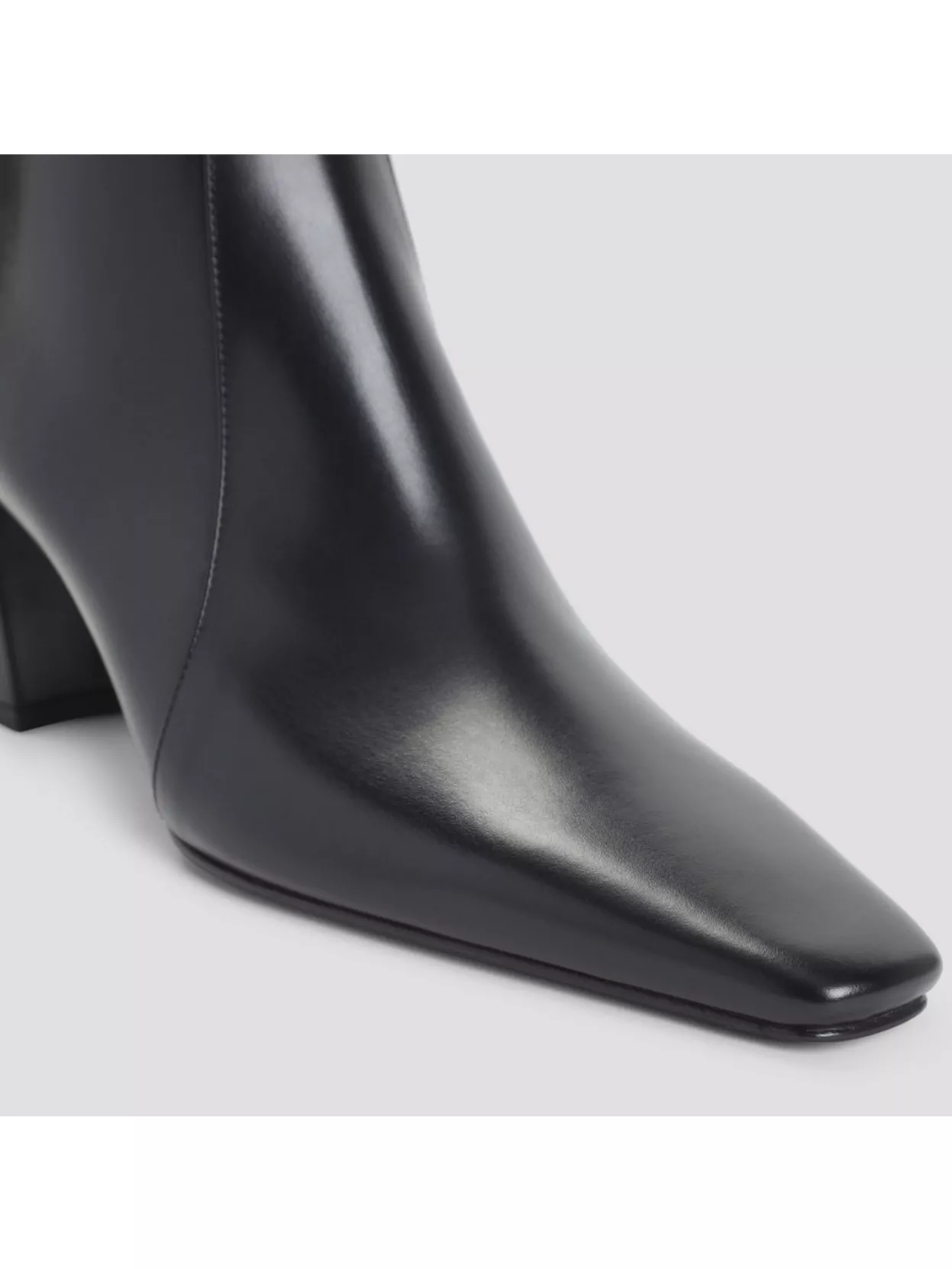 Saint Laurent Ankle Block Heel Square Toe Boot In Black