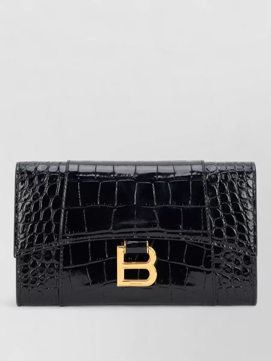 Balenciaga na leather crocodile effect clutch bag