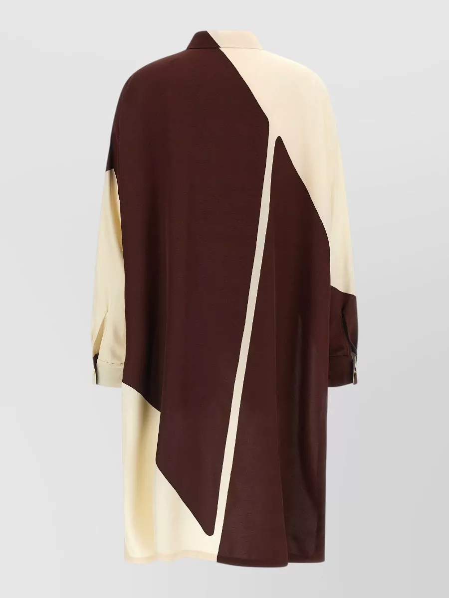 Alberta Ferretti Printed Asymmetric Long-Sleeve Shirt Dress