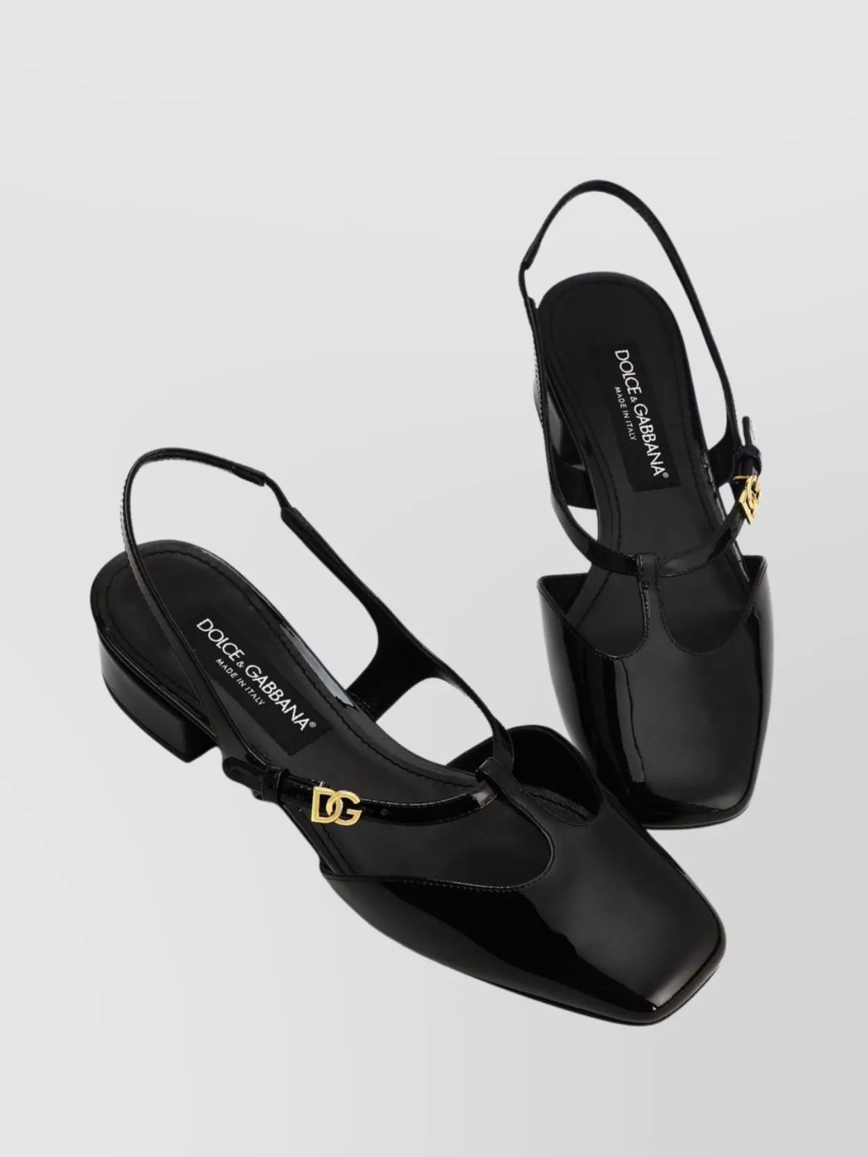 Dolce&Gabbana Square Toe Patent Leather Slingback Sandals