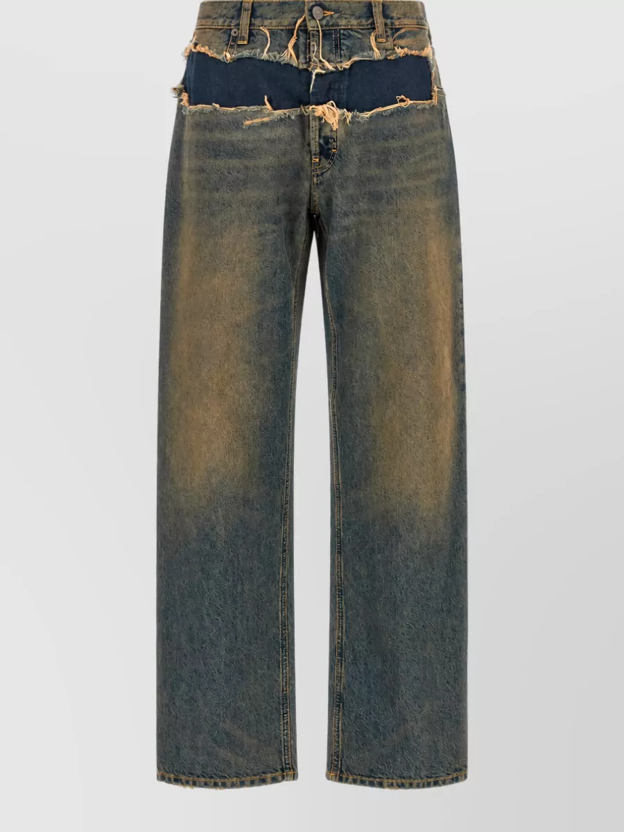 Maison Margiela Distressed straight-leg cutout denim jeans