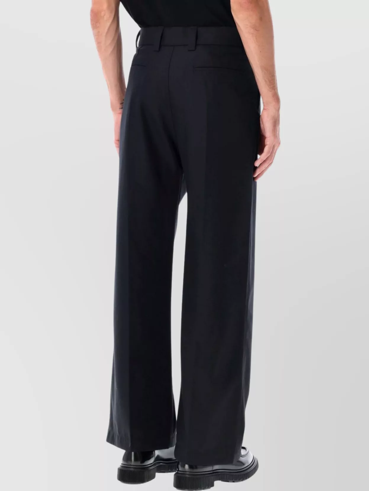 Lemaire Navy Straight Tailored Trousers In Black