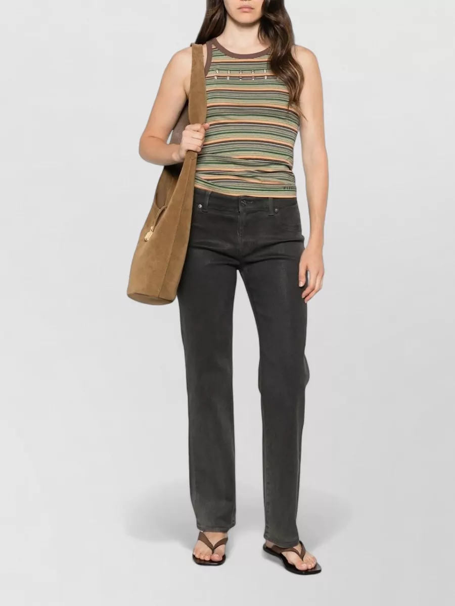 7 For All Mankind Coated Straight-Leg Mid-Rise Jeans
