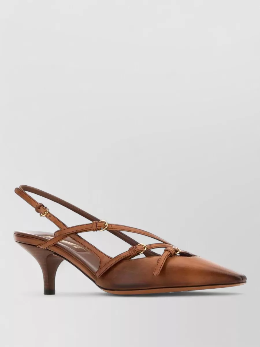 Miu Miu Leather Pumps Pointed Toe Kitten Heel Slingback