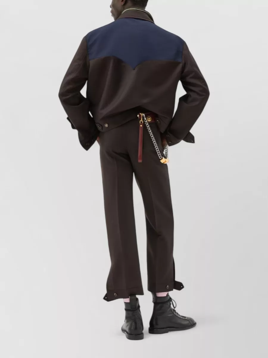 Versace Wool Mohair High-Rise Pleated Straight-Leg Trousers