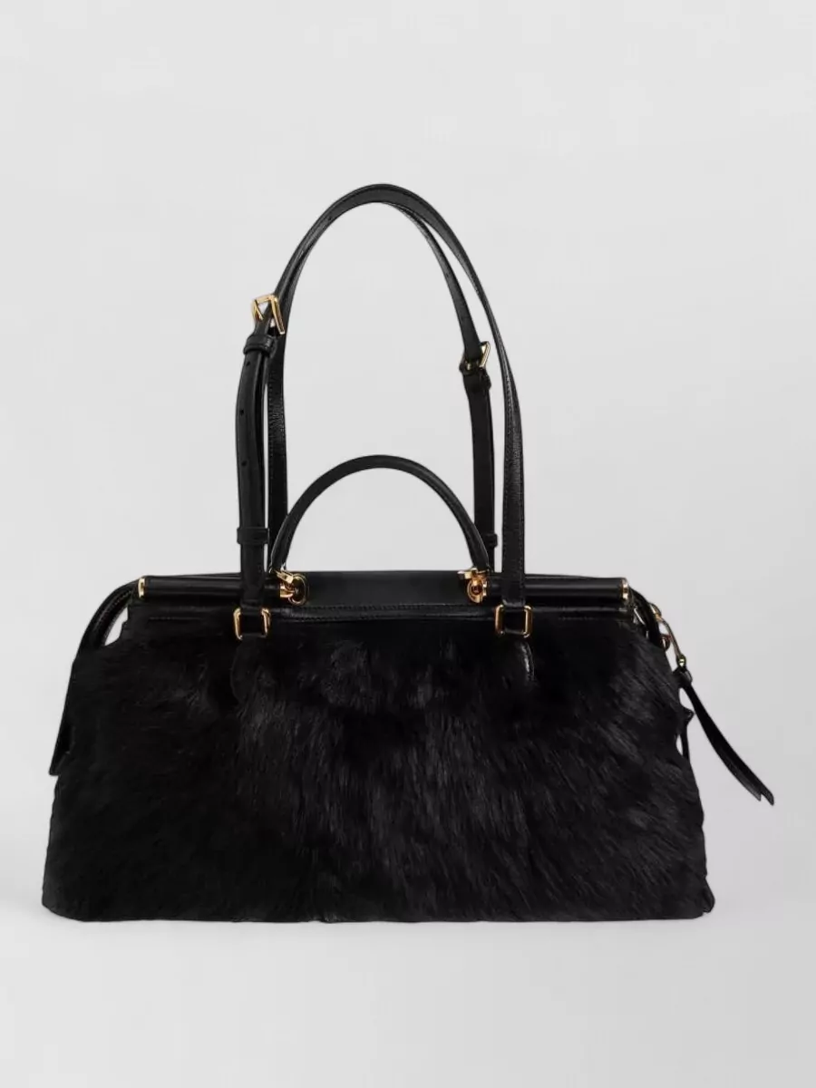 Dolce&Gabbana Vittoria Shearling And Calfskin Shoulder Bag