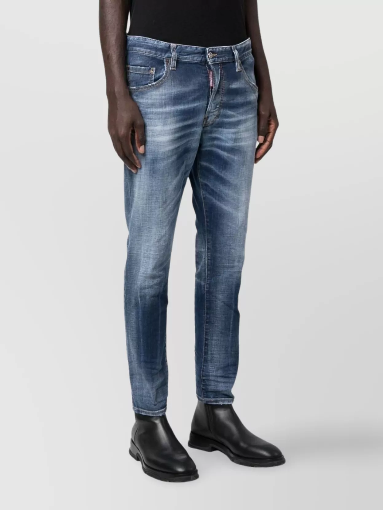 Dsquared2 Faded Effect Five-pocket Trousers Belt Loops In Blue